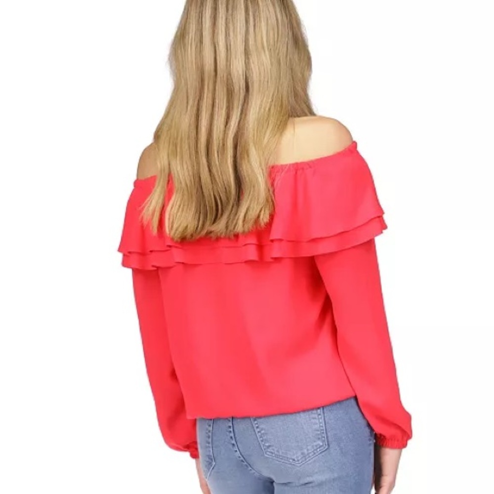 Michael Kors Off-Shoulder Red Blouse